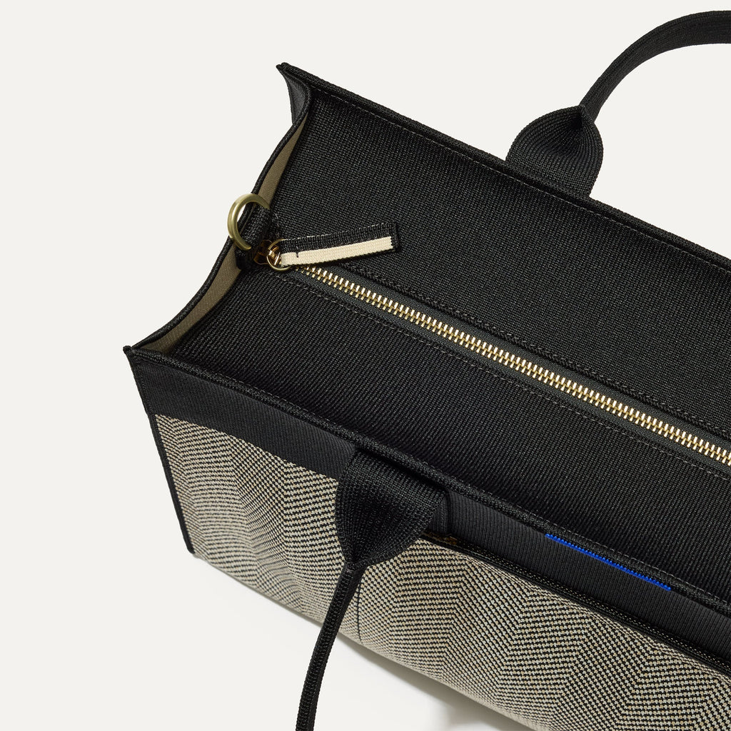 The Classic Tote - Black Herringbone