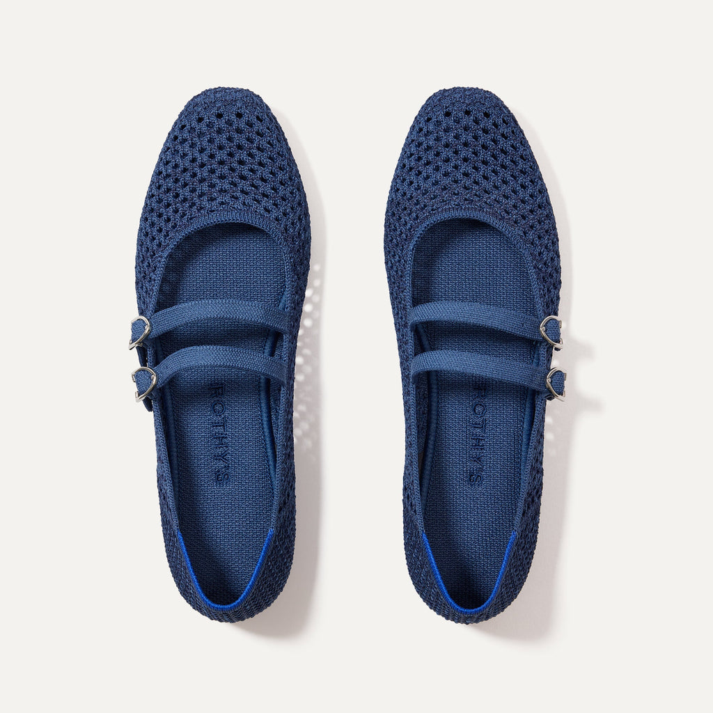 The Double Buckle Mary Jane - Blue Mesh