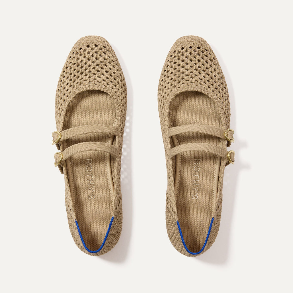 The Double Buckle Mary Jane - Dune Mesh