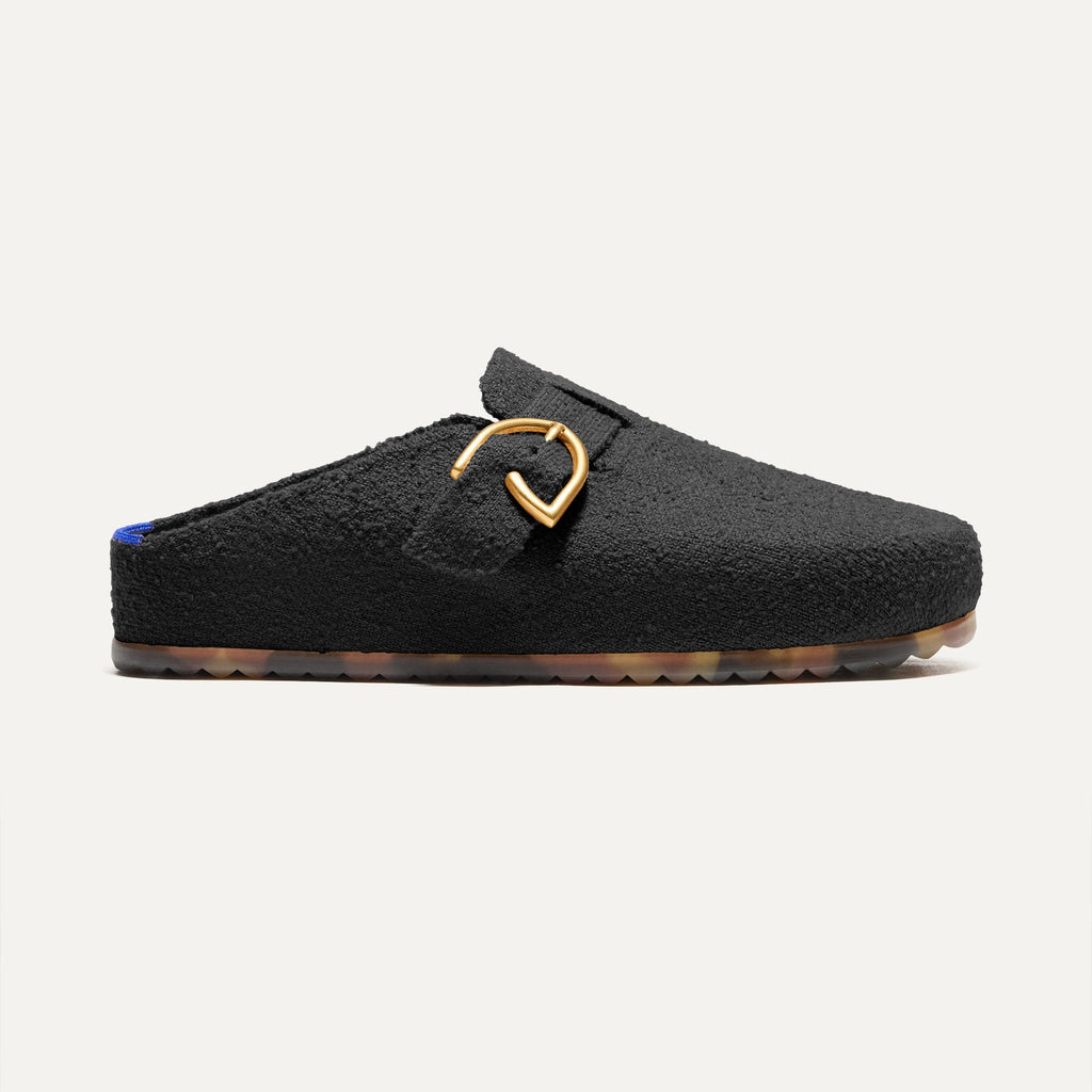 The Buckle Clog - Soft Black Bouclé