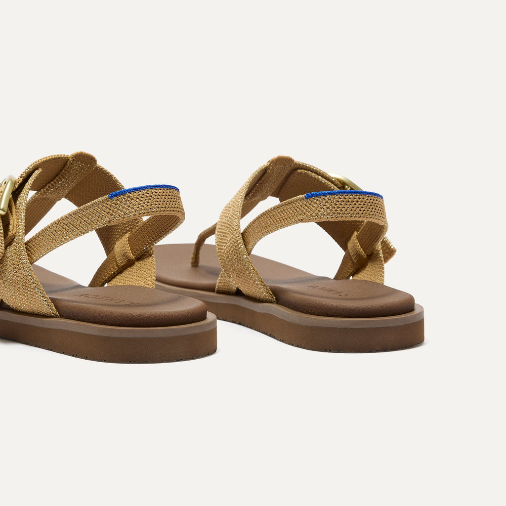 The T–Strap Sandal - Metallic Golden Sun