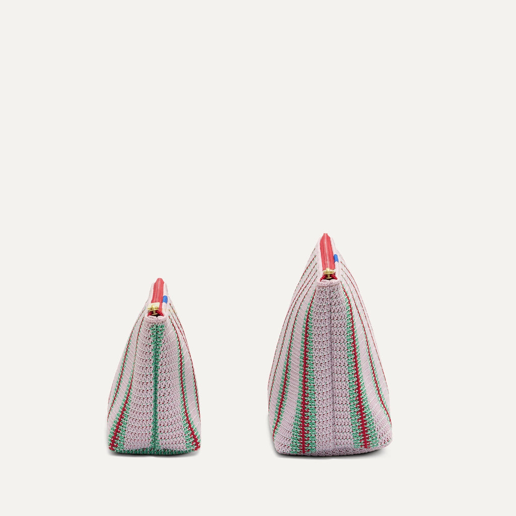 The Travel Pouch Set - Watermelon Market Stripe